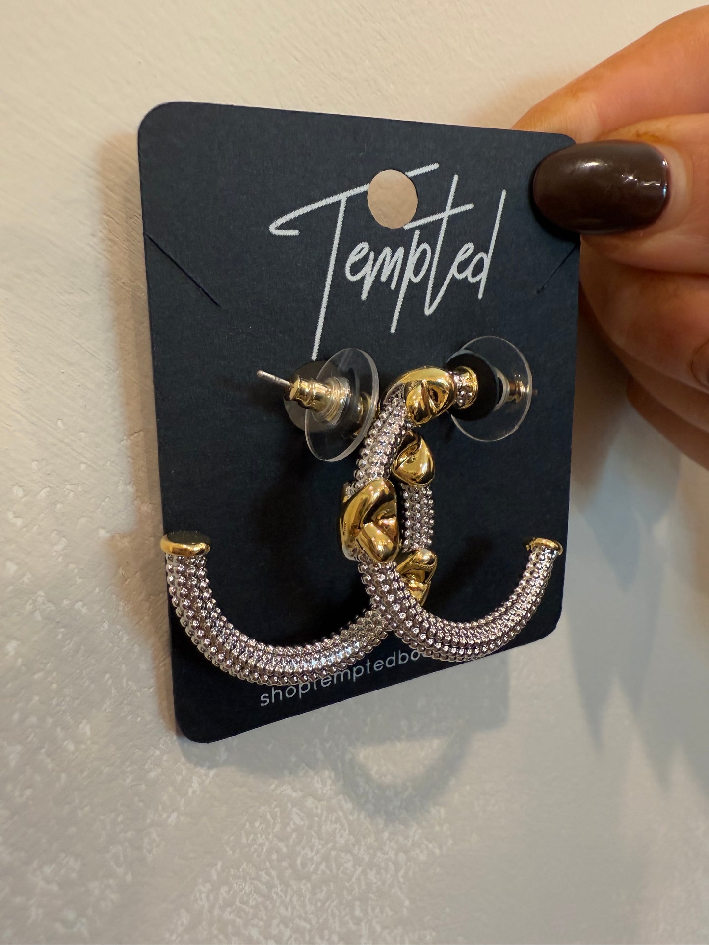 two tone x accent texture hoops