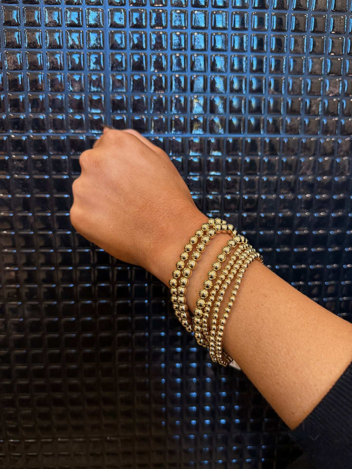 6 row ball bead bracelet - gold