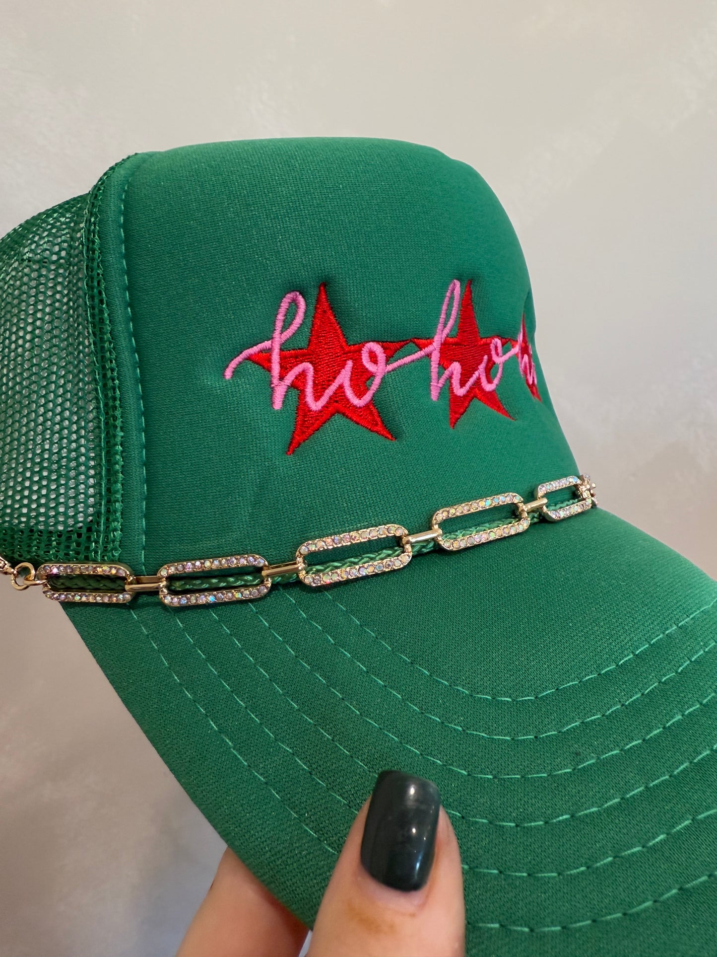 pave crystal clip hat chain