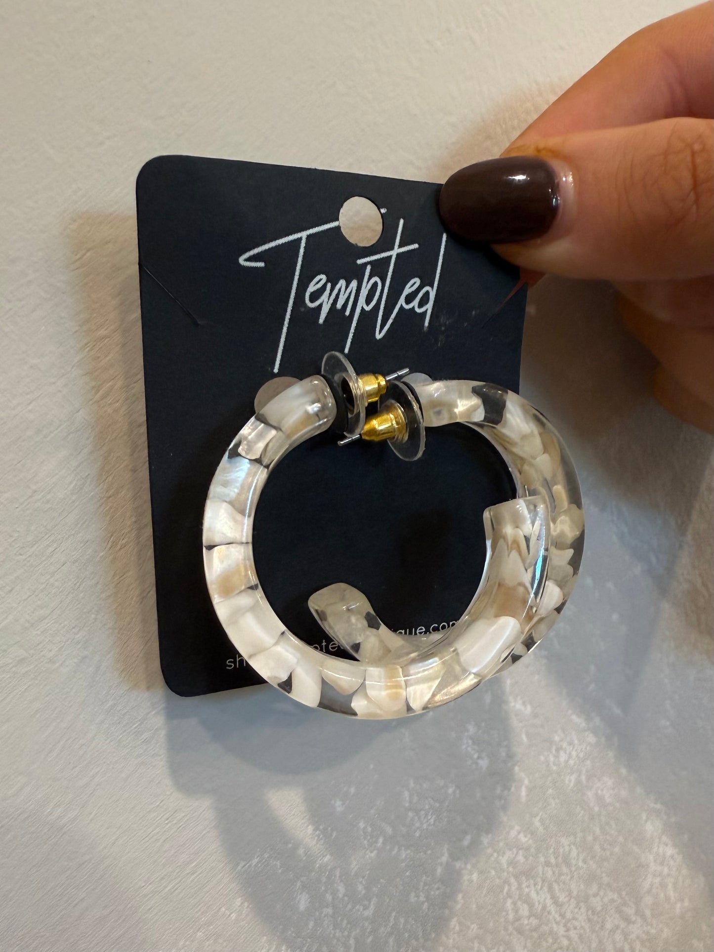 opal acrylic hoops