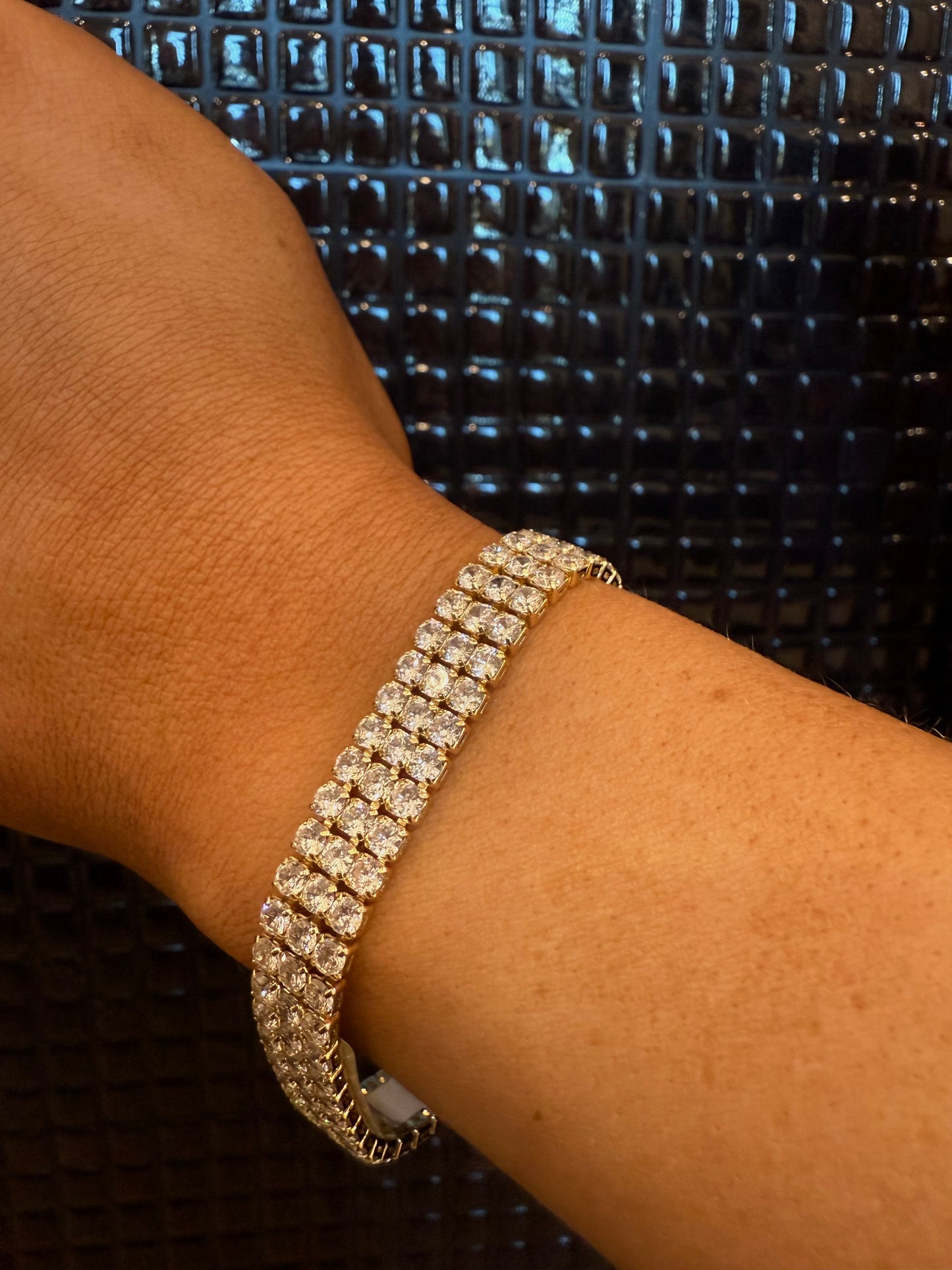 clasp tennis bracelet - 3 row