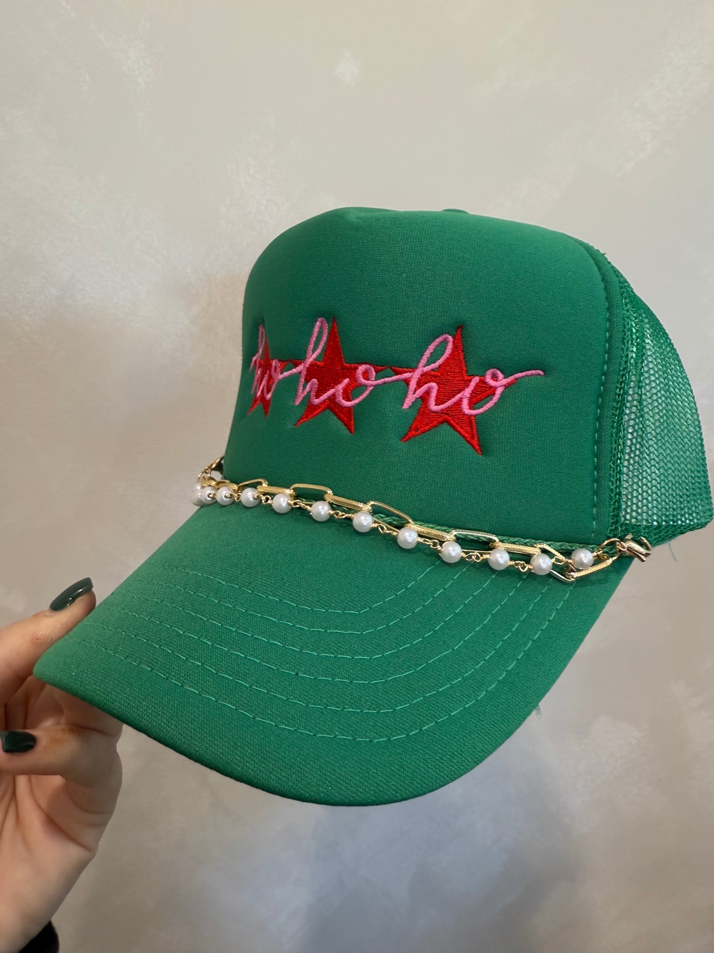 pearl layered trucker hat chain