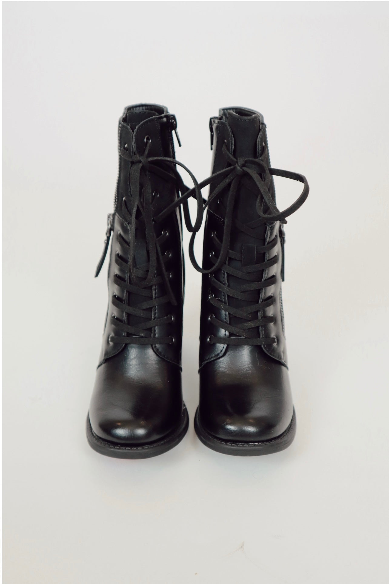 black lace up booties