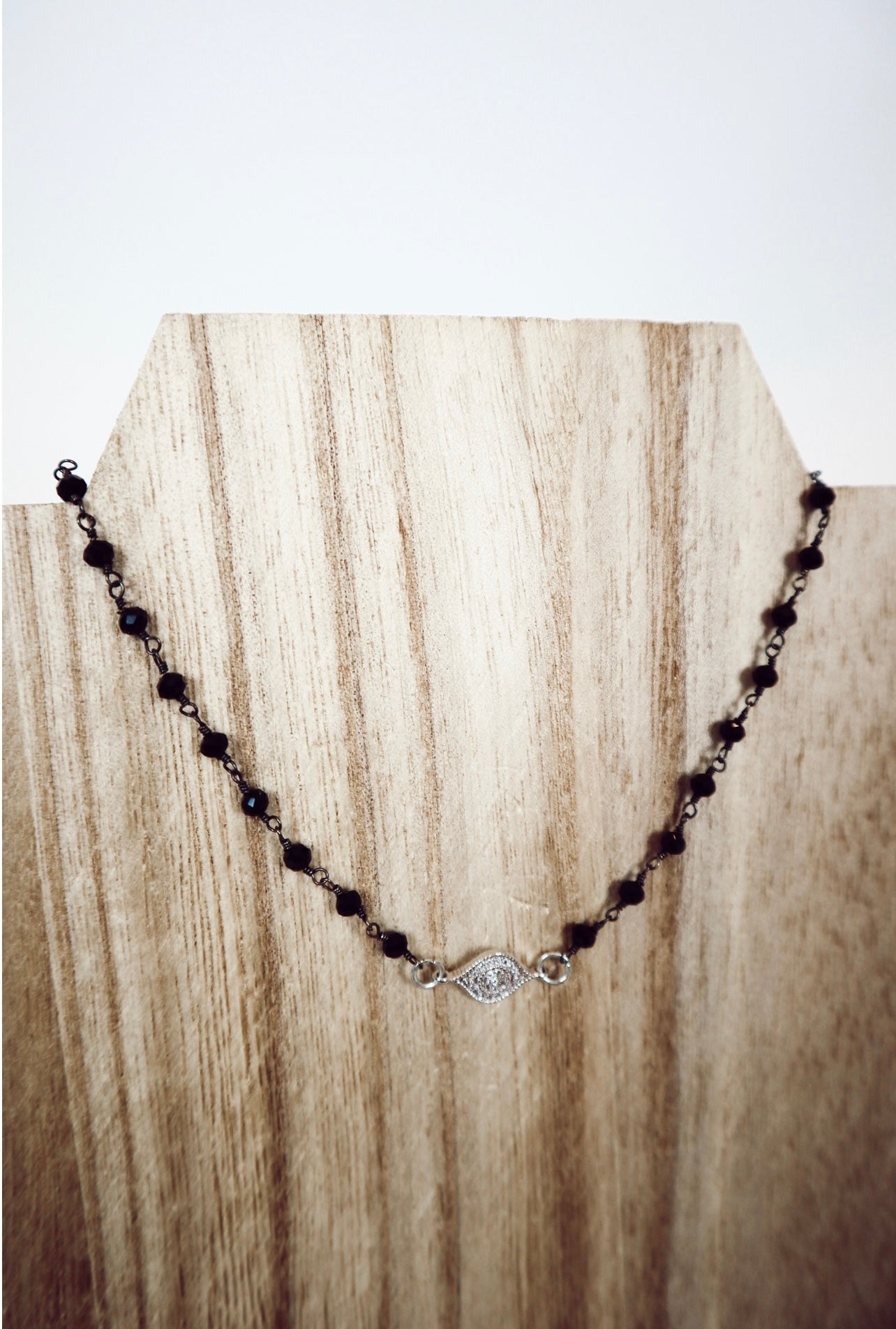 handmade black/silver evil eye choker