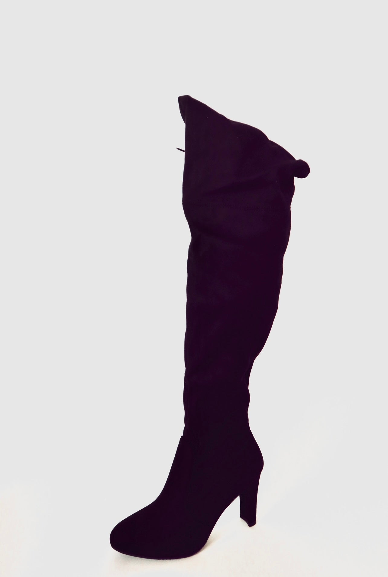 black suede thigh high boots - 10