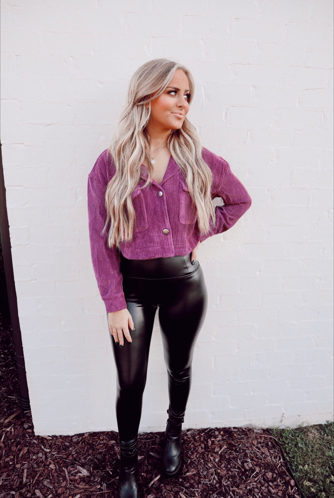 plum crop shacket