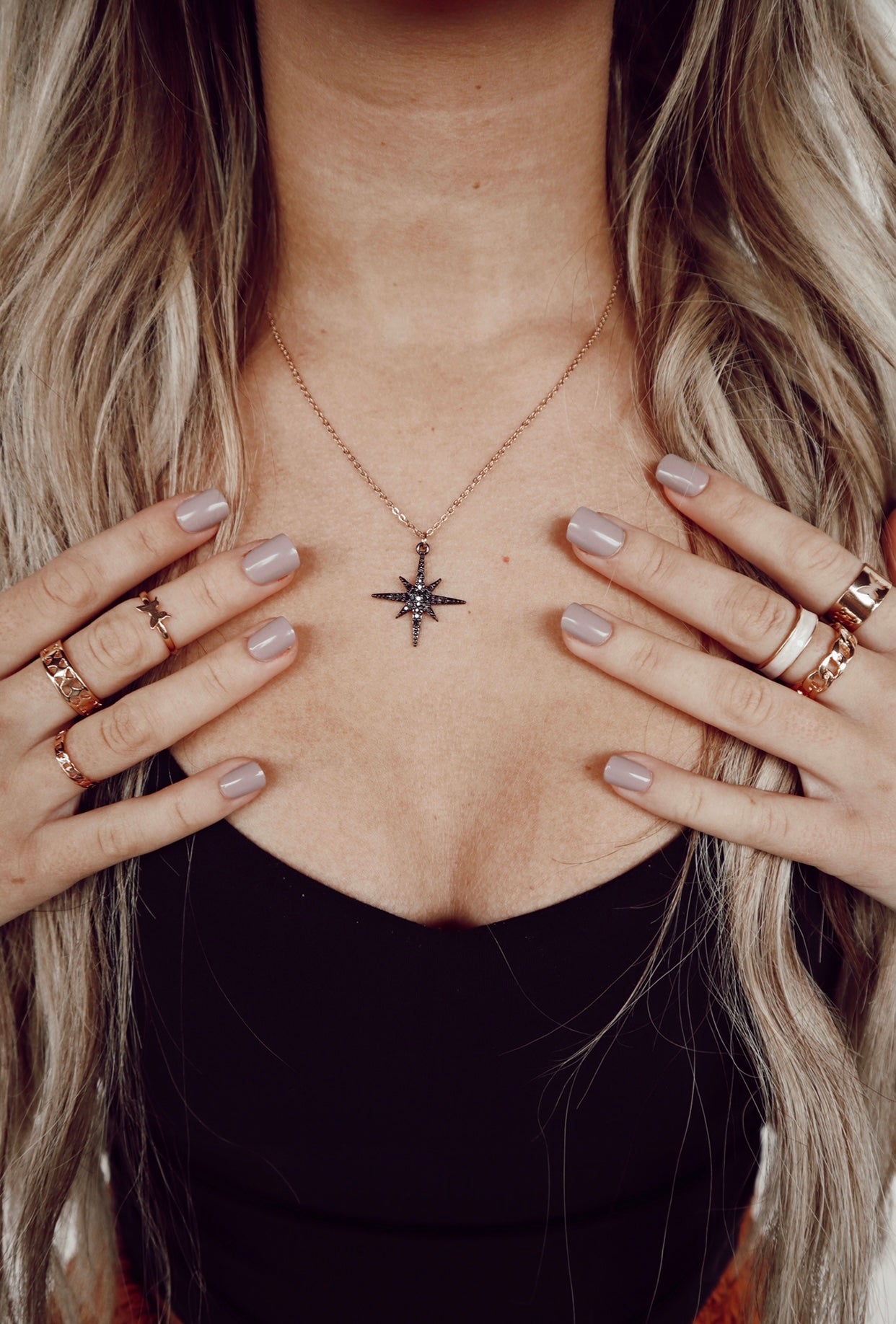 gunmetal starburst necklace