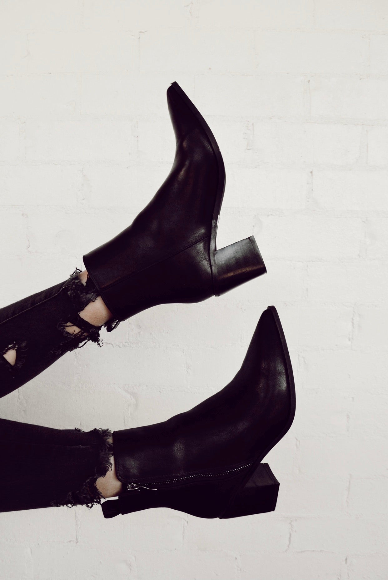 black silver zip booties