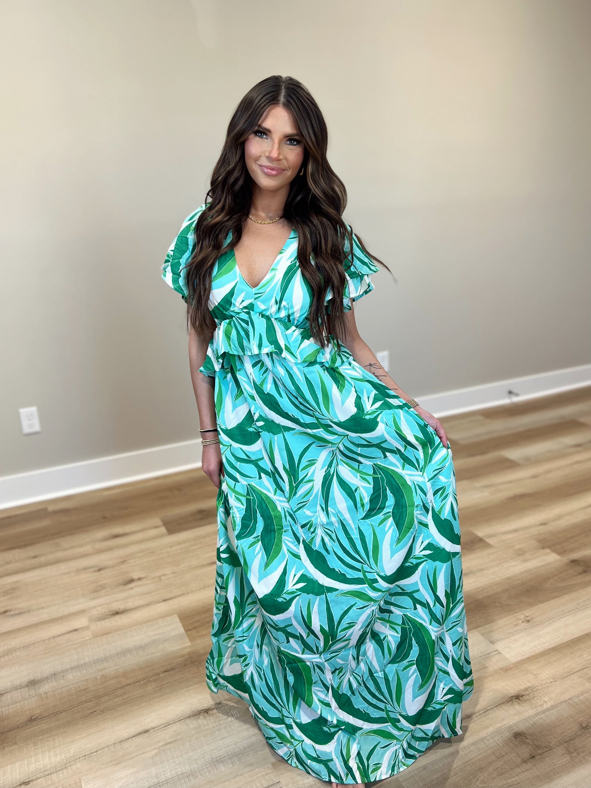 green leaf maxi dress large green leaf maxi dress large