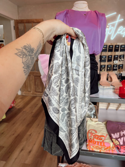 black paisley silk scarf