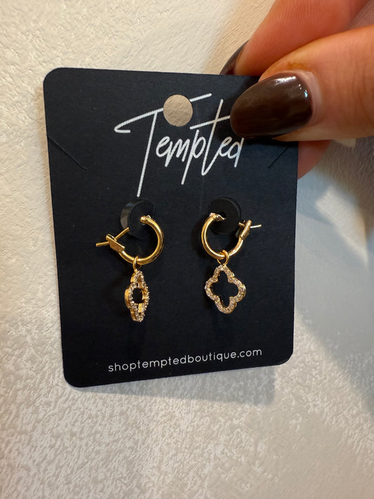 clover dangle hoops