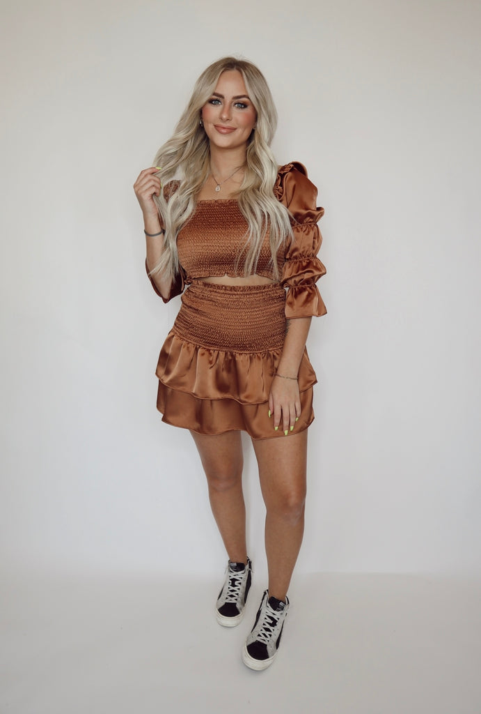 copper ruched TOP