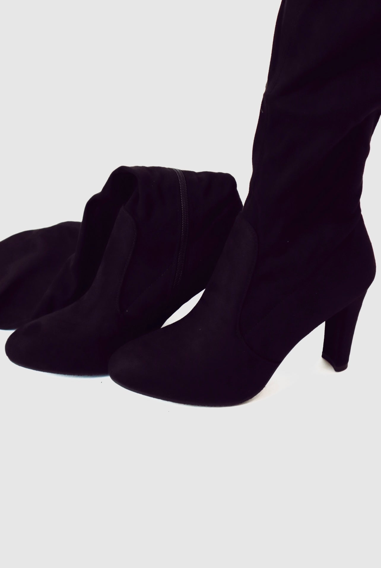 black suede thigh high boots - 10