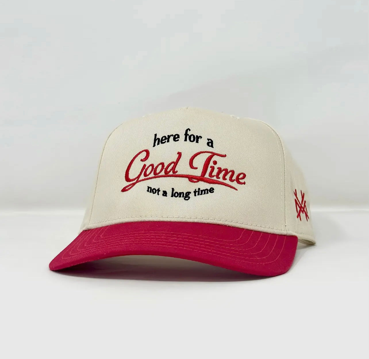 here for a good time trucker hat