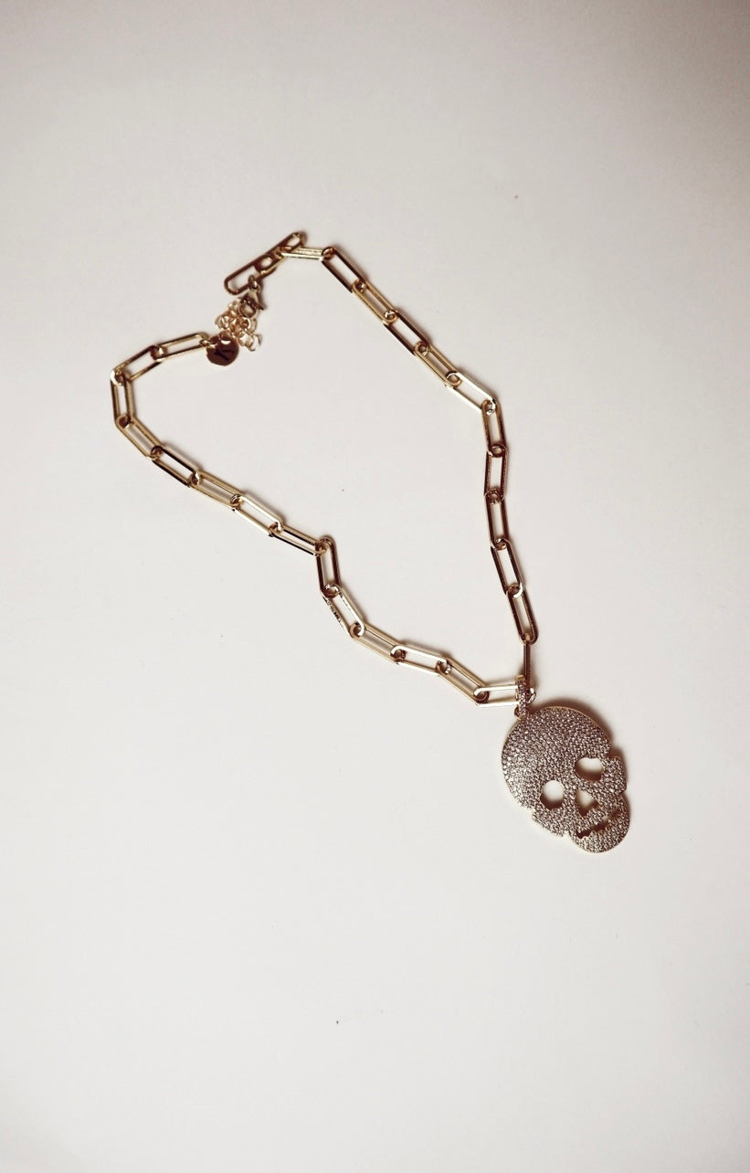 LK skull necklace - gold
