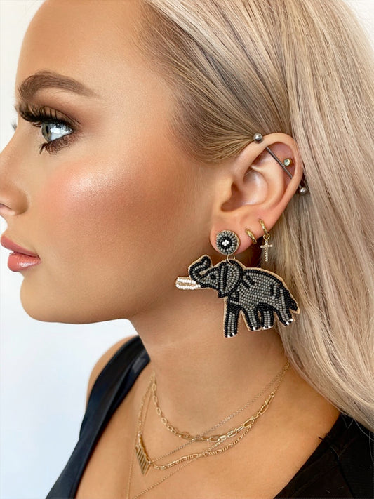 beaded elephant earrings