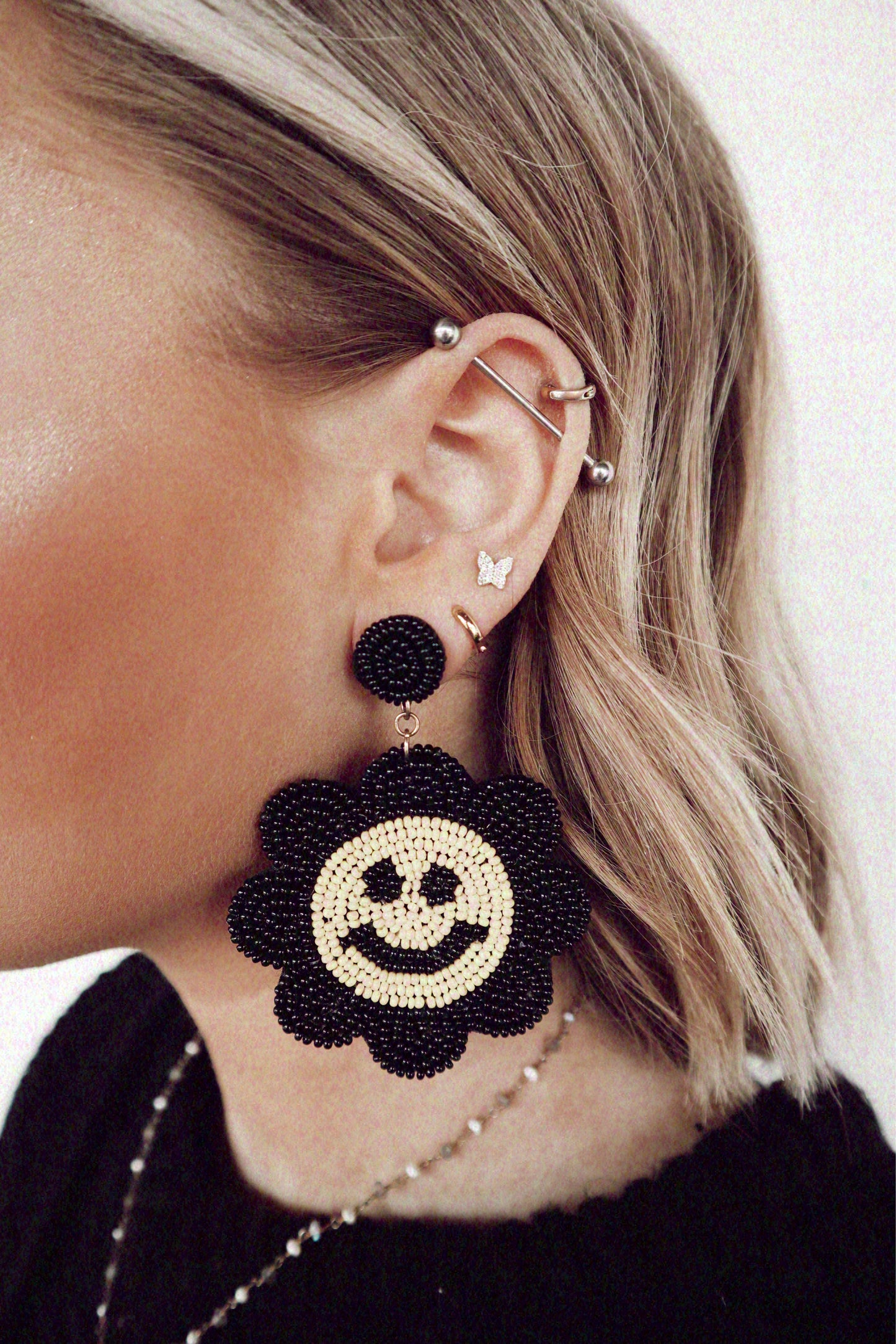 smiley flower earrings